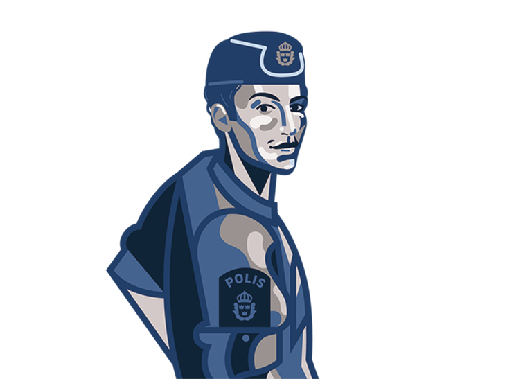 Illustration av en polis i uniform