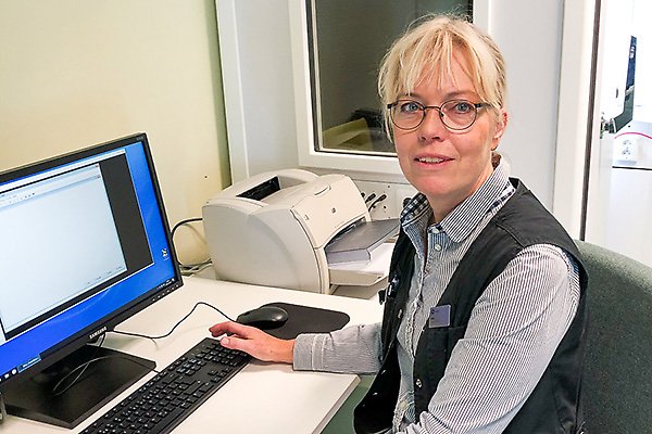 Bild på en kvinna vid en dator